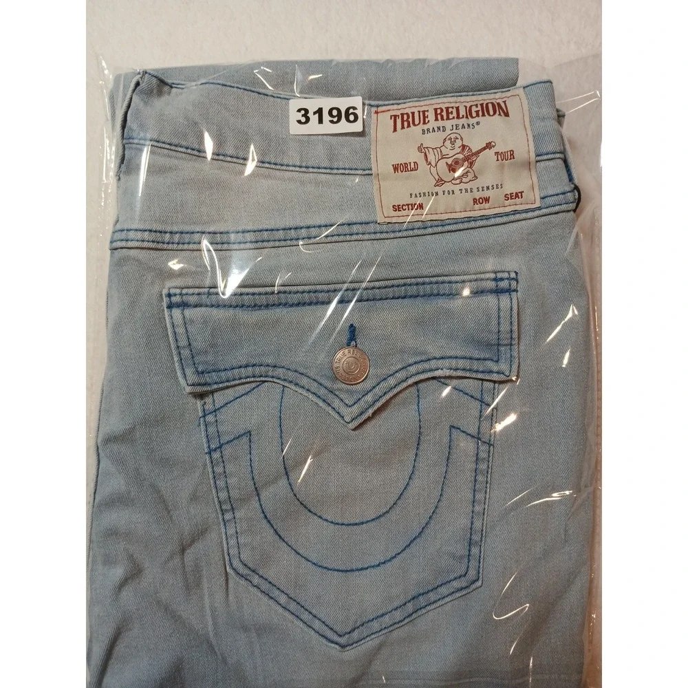 NWT True Religion Ricky SN Flap Straight Jeans Men's 36x34 Light Endless Wash